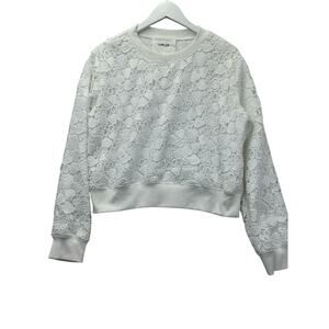 CHRLDR Cheerleader Sweater Girl Youth Junior Size Large Heart Lace White